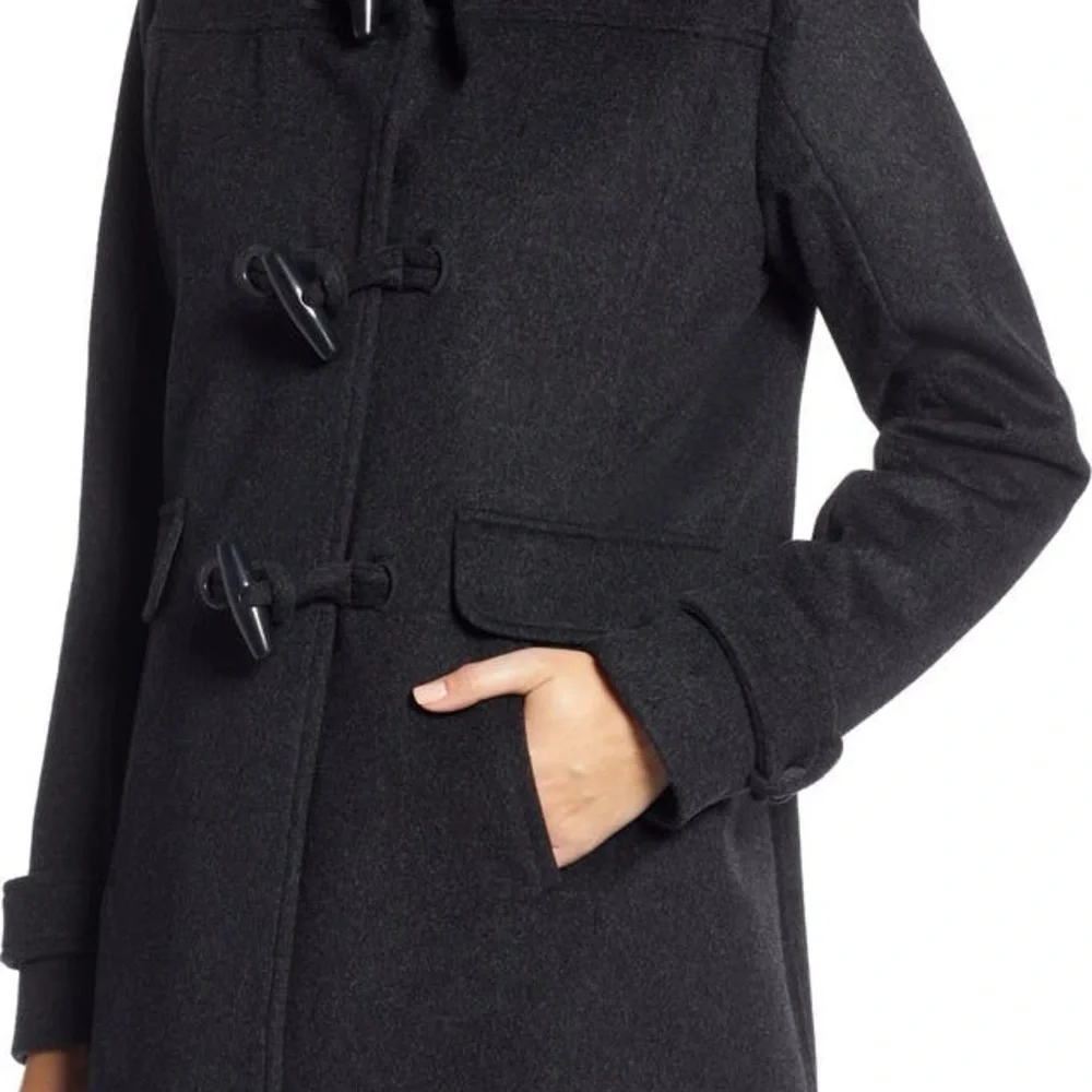 Pendleton Roslyn Charcoal Black Hooded Wool Toggle Coat
